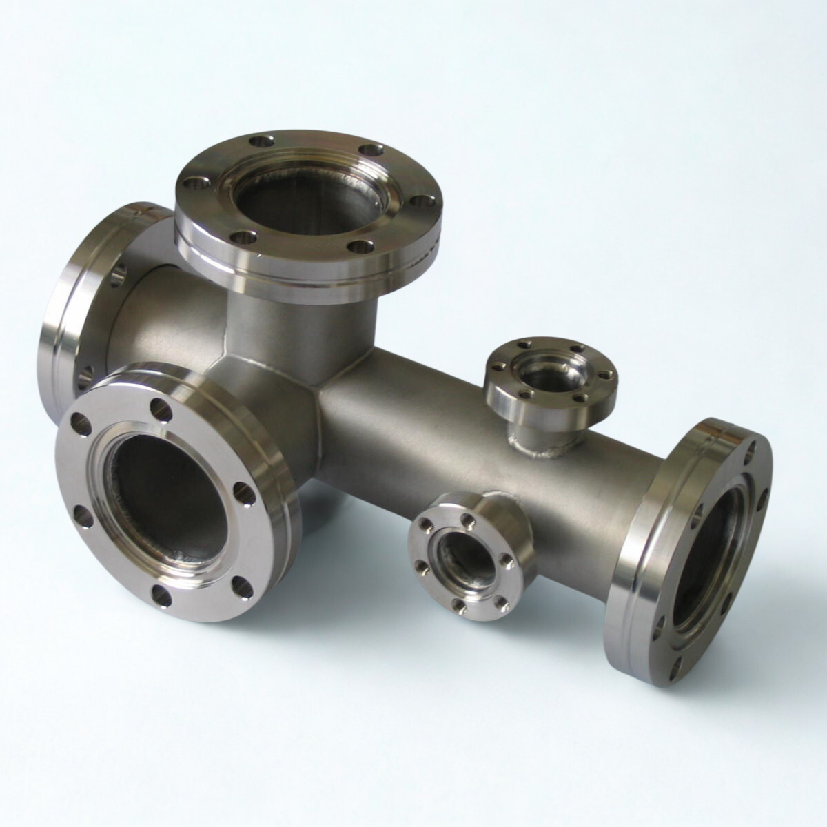 Custom-made measuring cell tube with various connection options for vacuum technology.