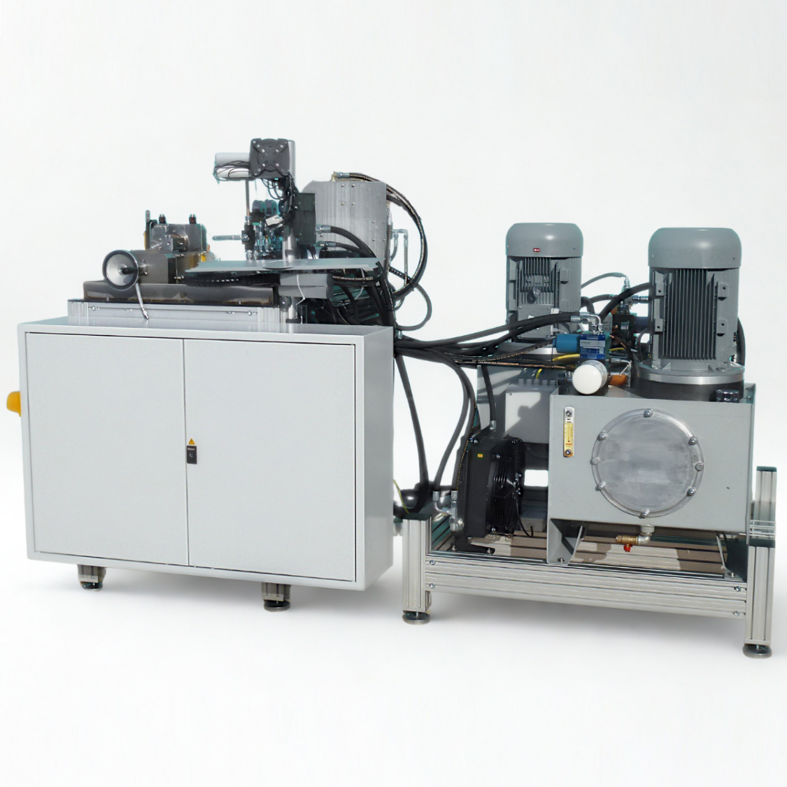 Development and implementation of a control edge test bench with an integrated flushing and cleaning function for quality assurance of hydraulic valve components.