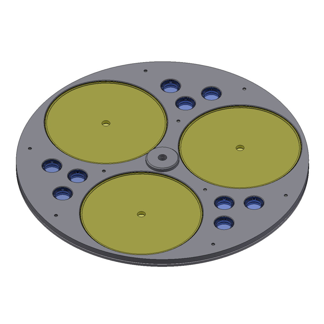 Kundenspezifischer Substrathalter für Anwendungen im Dual Ion Beam Sputtering (DIBS).